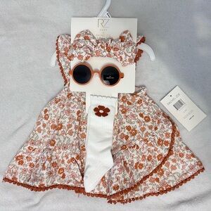 Floral Baby Dress with Accessories 0-3 Months.